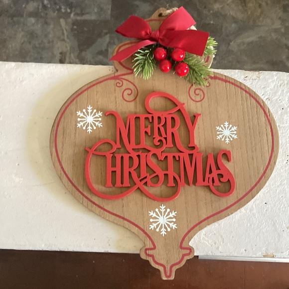 NWT- Merry Christmas Wooden Ornament Shaped Decoration Sign - Picture 7 of 17